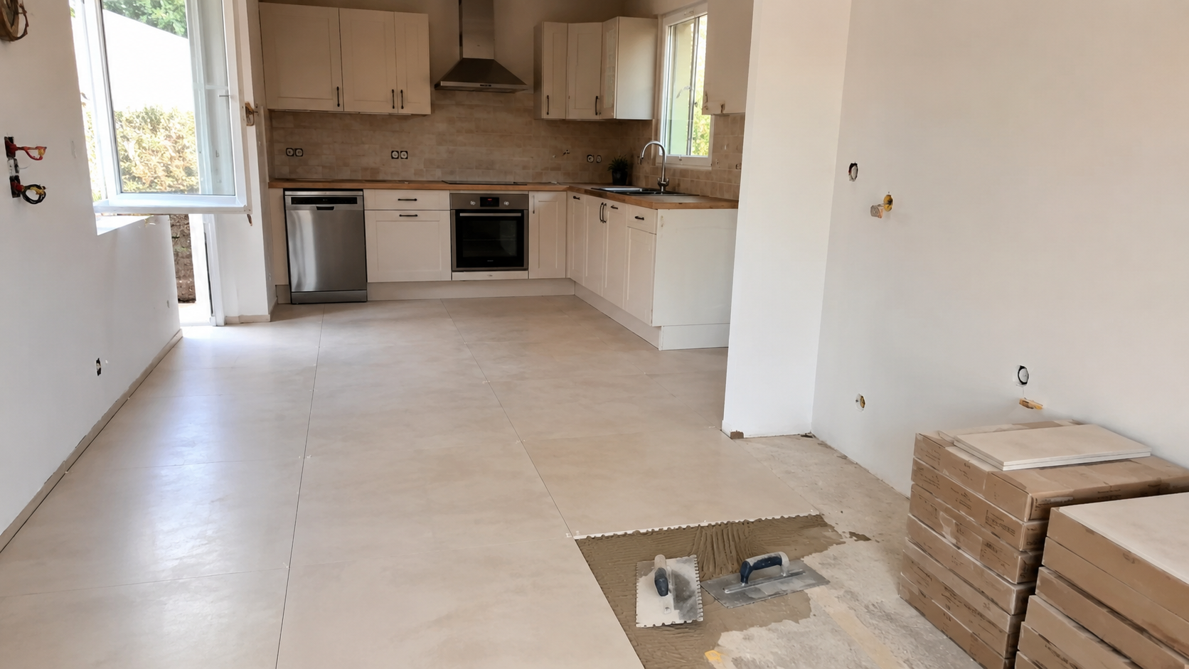 Chantier cuisine en cours de réalisation